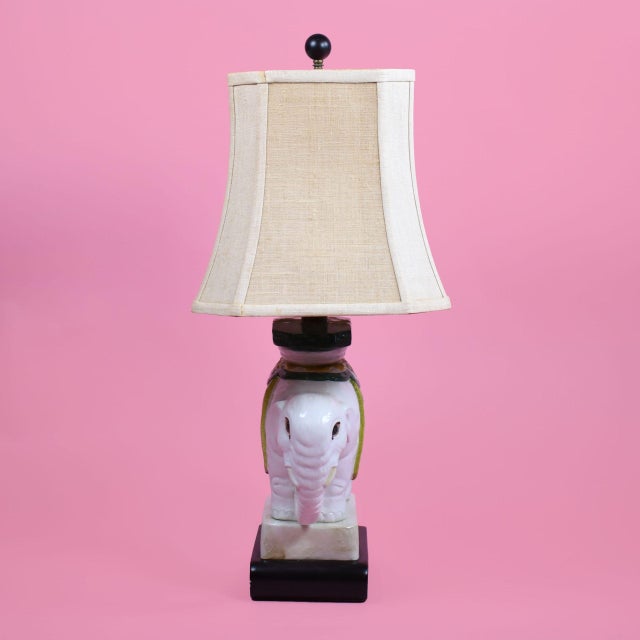 Late 20th Century Chinoiserie Ceramic Elephant Table Lamp For Sale - Image 4 of 4