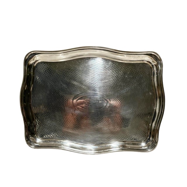 1980s Vintage Classic and Elegant Silver Plated Serving Tray, 12” X 16” For Sale - Image 5 of 6