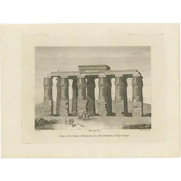 This is an 1820 copperplate engraving by Denon, expertly crafted by Hawkesworth, depicting the ruins of the Temple of...