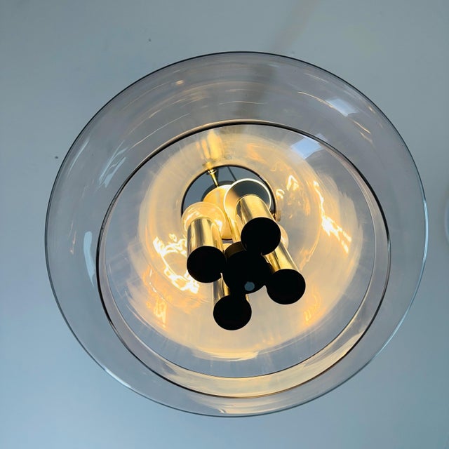 Metal Large Mid-Century Glass Ball Pendant from Glashütte Limburg, Germany, 1970s For Sale - Image 7 of 11