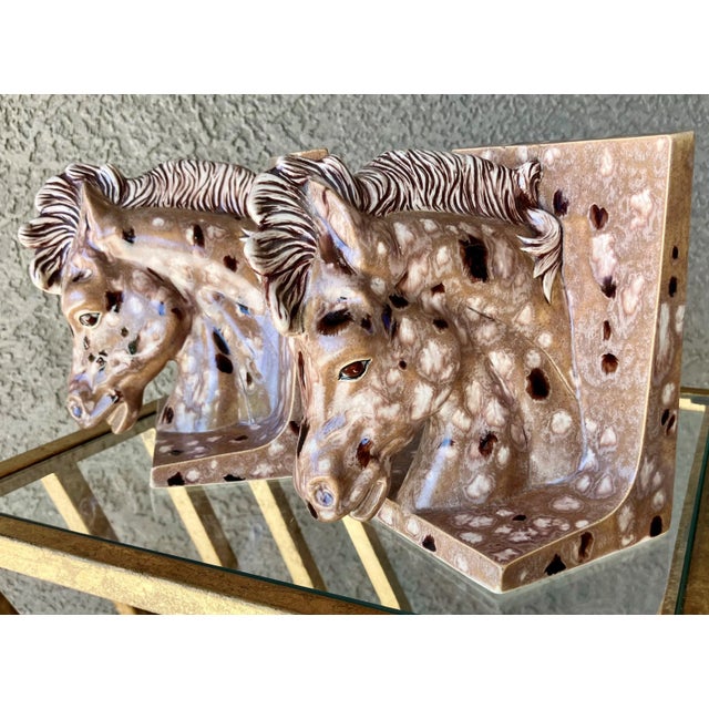 Ceramic Late 20th-Century Horse Head Earthenware Artisan Crafted Bookends – A Pair For Sale - Image 7 of 12
