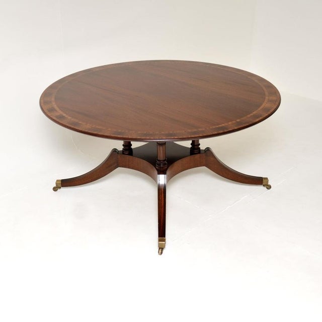 Hollywood Regency Large Antique Inlaid Circular Dining Table, 1950s For Sale - Image 3 of 12