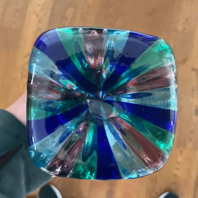 1980s 1980s Striped Glass Perfume Bottle With Matching Stopper in the Style of Murano For Sale - Image 5 of 5