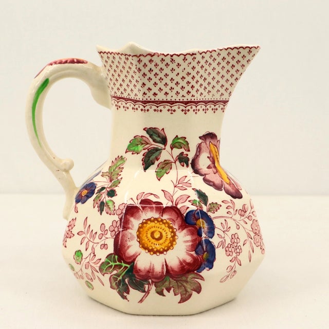 White Vintage Mason’s Paynsley Ironstone Hydra Jug England Floral Pitcher For Sale - Image 8 of 10