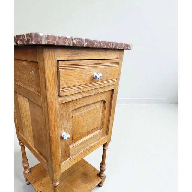 French Provincial Handcrafted Nightstand with Marble Top, 1920s For Sale - Image 9 of 12