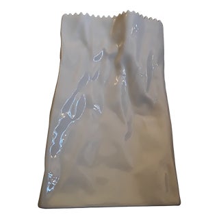 Paper Bag Look Vase in Glazed Porcelain by Tapio Workkala for Rosenthal, 1970s For Sale