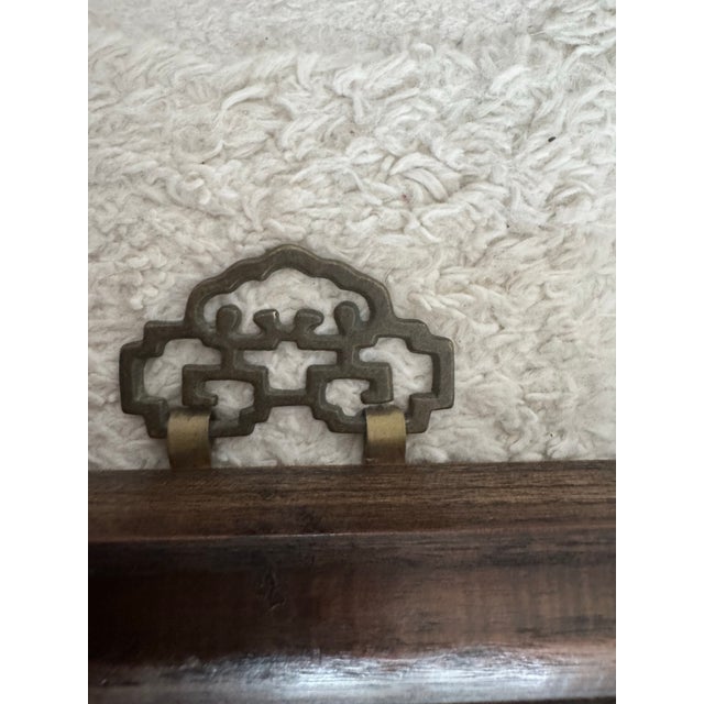 Vintage Mid-Century Chinoiserie Hand-Carved Wood Accent Trumeau Mirror For Sale - Image 9 of 12