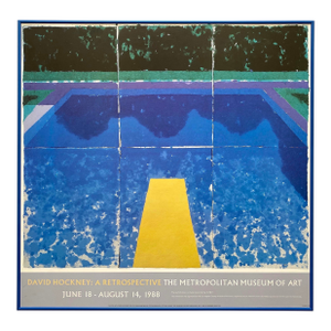 David Hockney Vintage 1988 Pop Art Lithograph Print Framed Museum Exhibition Poster " Day Pool With Three Blues ( Paper Pool #7 ) " 1978