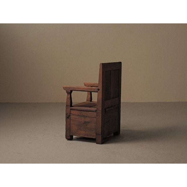 19th Century Folk Armchair with Storage Chest in Wood, France For Sale - Image 9 of 17