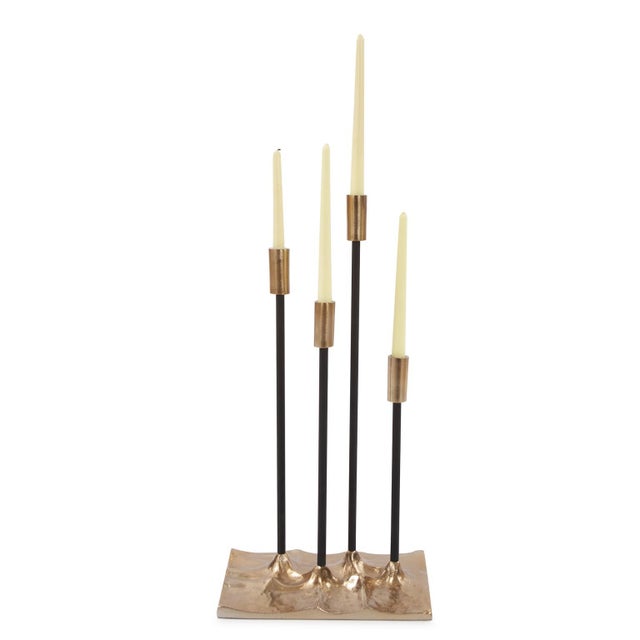 Metal Modern Gold Aluminum Candelabra For Sale - Image 7 of 11