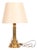 Vintage Brass Table Lamp with Ivory Fabric Lampshade For Sale