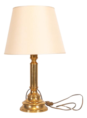 Vintage Brass Table Lamp with Ivory Fabric Lampshade