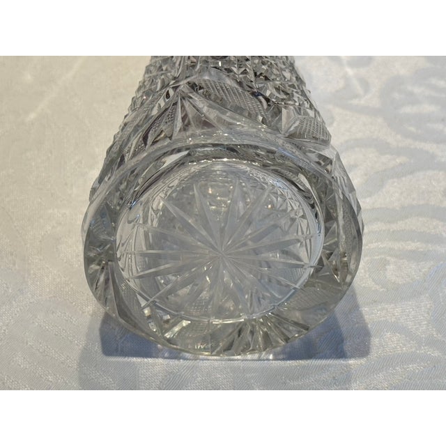 Antique American Brilliant Period Hand-Cut Crystal Decanter With Starburst Base For Sale - Image 4 of 7