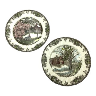 English Johnson Brothers Ceramic Dinner Plates - a Set of 2 For Sale