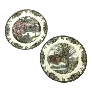 English Johnson Brothers Ceramic Dinner Plates - a Set of 2 For Sale