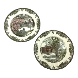 English Johnson Brothers Ceramic Dinner Plates - a Set of 2