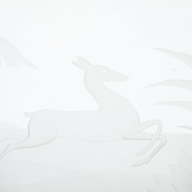 Art Deco Art Deco Silvered Bronze Table Lamp With Reversed Etched Leaping Gazelle Motif For Sale - Image 3 of 16