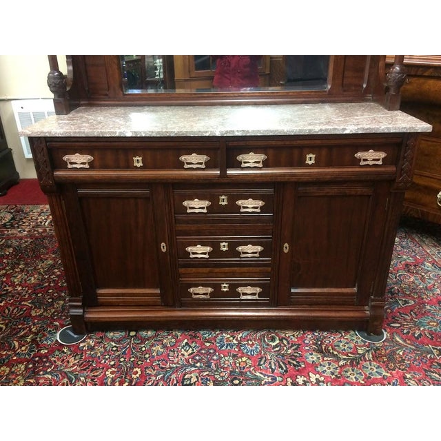 Antique Marble Top Buffet, Display Cabinet For Sale - Image 12 of 15