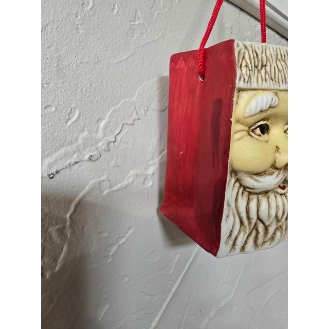 Farmhouse Mid 20th Century Ceramic Santa Claus Hanging Wall Pocket Planter For Sale - Image 3 of 11