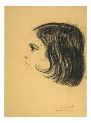 Jacqueline Barbet, Portrait, Mixed Media Drawing, 1938