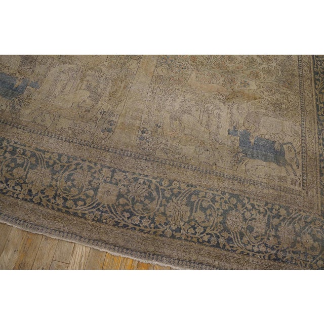 19th Century Beautiful Gray Background Color With a Foliate Pattern Antique Persian Mohtasham Kashan Rug For Sale - Image 5 of 12