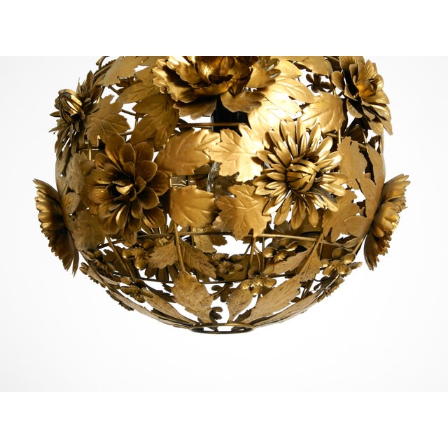 Regency Floral Spherical Metal Ceiling Lamp, 1970s For Sale - Image 16 of 18