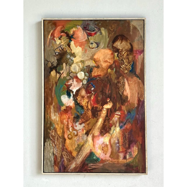 Vintage Boho Original Abstract Oil on Canvas For Sale - Image 9 of 9