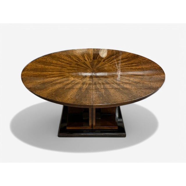 Art Deco Style, Sunburst Mahogany, Lacquer, Dining Table, Center Table, 20th C. For Sale In New York - Image 6 of 12