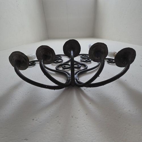 Brown Handcrafted Five-Light Wall Sconce in Wrought Iron with Scrolls For Sale - Image 8 of 10