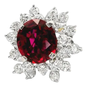2.77 Carat Thai No-Heat Ruby Diamond White Gold Ring Size 5