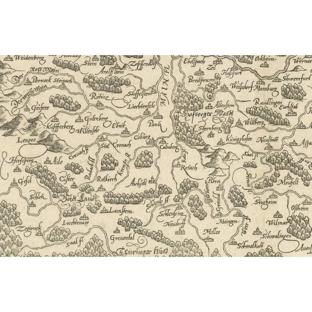 Title: Early Woodcut Map of Franconia and Surrounding Regions, 1628 Franconia (Franckenlande) is a region in Germany....