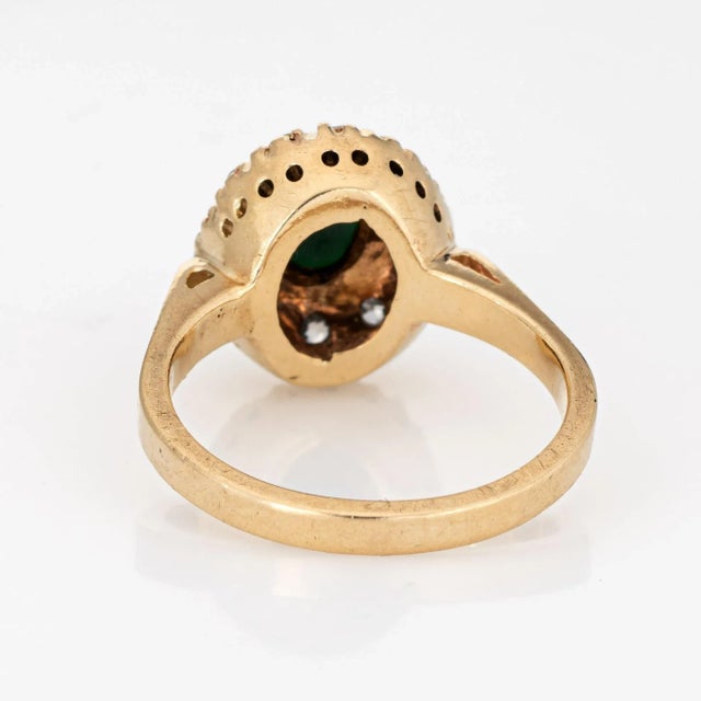 Late 19th Century Antique Victorian Turquoise Diamond Ring Vintage 14 Karat Gold Mine Cut Halo size 6 For Sale - Image 5 of 7