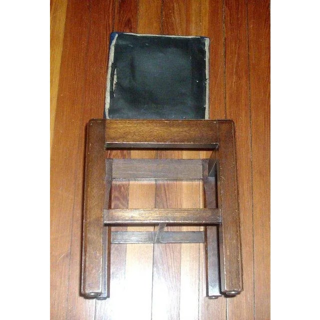 Vintage Georgian Mahogany with Blue Dog Terrier Needlepoint Cover Square Stool For Sale - Image 10 of 11