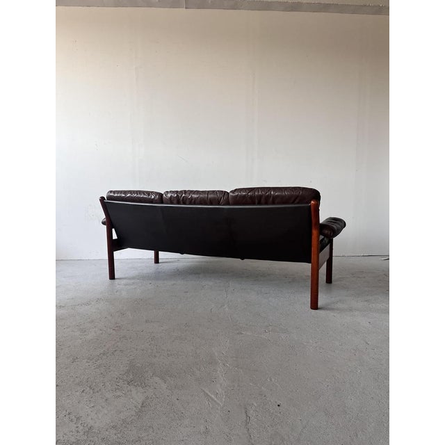 Animal Skin Scandinavian Brown Leather Sofa from Ulferts Möbler, 1970s For Sale - Image 7 of 12