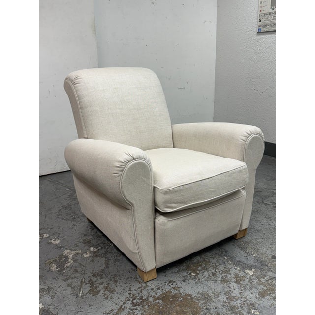 Traditional Restoration Hardware 1920's Parisian Club Recliner For Sale - Image 3 of 12
