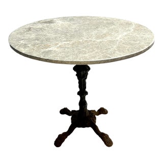 Antique French Cast Iron Bistro Table With Marble Top For Sale