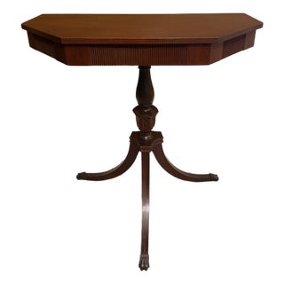 Vintage Mersman Mahagony Demilune Hexagon Entryway Table - 1960s For Sale