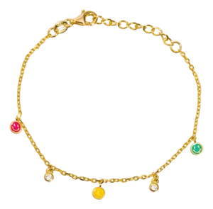 Rainbow Smiley Face Gold & Diamond Bracelet