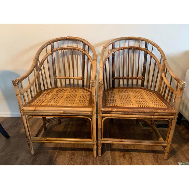 Wood 1980s Milling Road by Baker Furniture Bamboo Chairs For Sale - Image 7 of 7