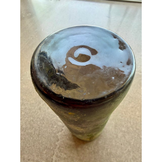 Vintage Murano Scavo Corroso Glass Cylinder Vase Acid Green and Yellow For Sale - Image 14 of 15