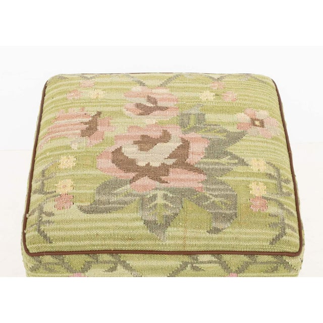 George Smith George Smith Style Kilim Upholstered Ottoman For Sale - Image 4 of 7