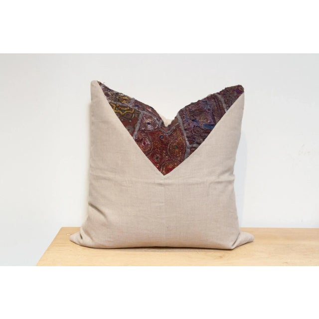 Indian Rohira Antique Tapestry Linen Pillow For Sale - Image 3 of 7