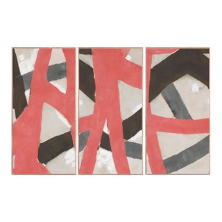 Weave Triptych: Coral Art Print - Framed For Sale