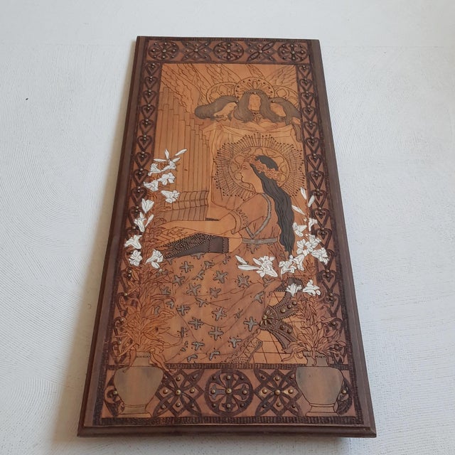 Art Nouveau Pokerwork Wall Panel, 1900s For Sale - Image 6 of 8