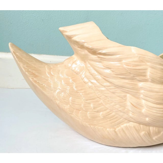 Large Vintage Peach Colored Ceramic Swan Planter For Sale - Image 10 of 12