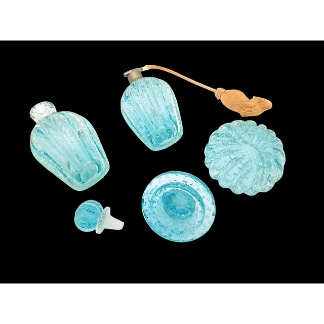 Glass Bullicante Murano Glass Toiletry Set from Barovier & Toso, 1970s, Set of 3 For Sale - Image 7 of 10