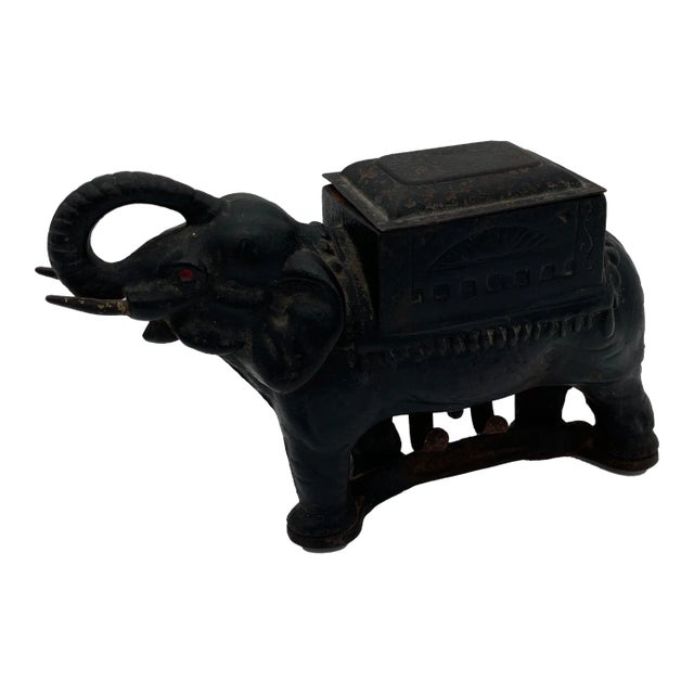 Art Deco Cast Iron Elephant Cigarettes Holder and Dispenser For Sale