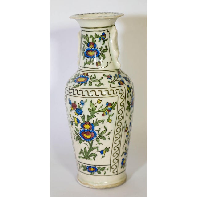 Antique Ottoman Kutahya Turkish Vase With Iznik Design For Sale - Image 4 of 10