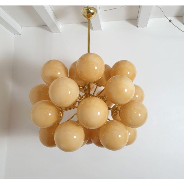 1990s Large Mid Century Modern Amber Glass Sputnik Chandelier For Sale - Image 4 of 11