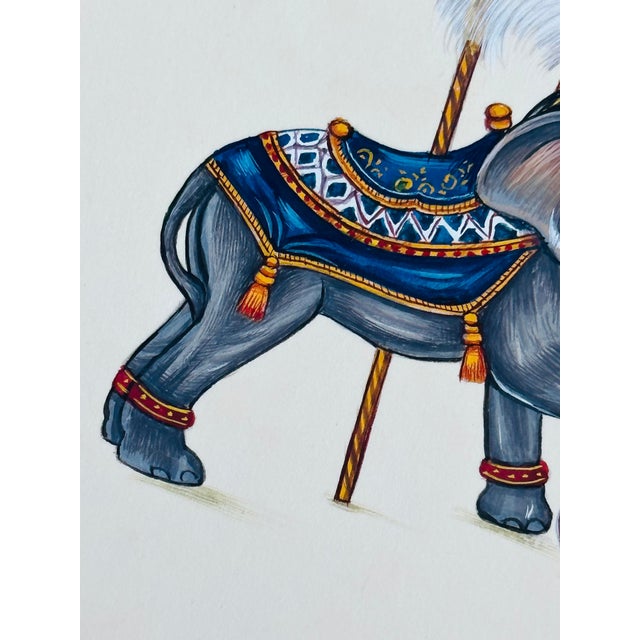 Figurative Hand-Painted Circus Elepahant Painting. Framed For Sale - Image 3 of 3
